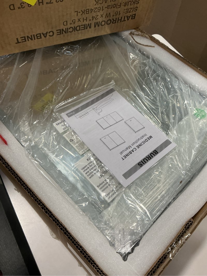 Condition photo showing New/Like New for Buruis 16 x 24 Inch Medicine Cabinet with LED Lights and Mirror, Recessed/Wall Mounted Bathroom Cabi