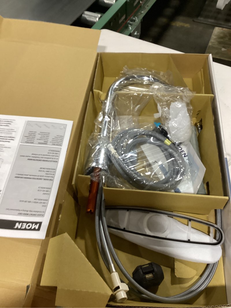 Condition photo showing Good Condition for MOEN\n Adler Chrome One-Handle High Arc Kitchen Sink Faucet with Power Clean, Modern Kitchen Faucet with Pull Down Sprayer, 87233 Chrome Standard