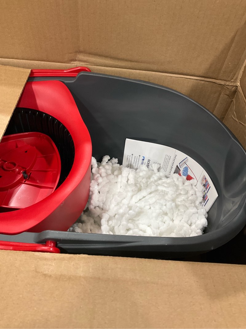 Condition photo showing Good Condition for o-cedar easywring microfiber spin mop & bucket floor cleaning system with 1 extra refill,red / gray easywring spin mop & bucket + 1 extra refill