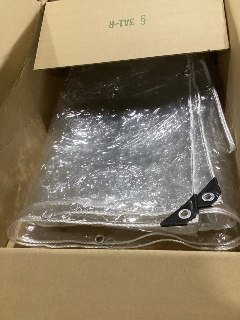 Clear Tarp with Grommets,8x16ft Transparent Heavy Duty Water Resistant Tarp Cover with Reinforced Ed