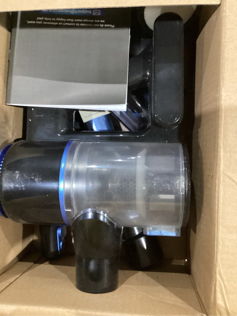 Condition photo showing As Is for N8 Cordless Vacuum Cleaner,Lightweight Stick Vacuum with Powerful Suction,2200mAh Battery,40 Mins Runtime,Self-Standing,Rechargeable Vacuum Cleaners for Home Hardwood Floor Carpet Pet Hair (Blue)