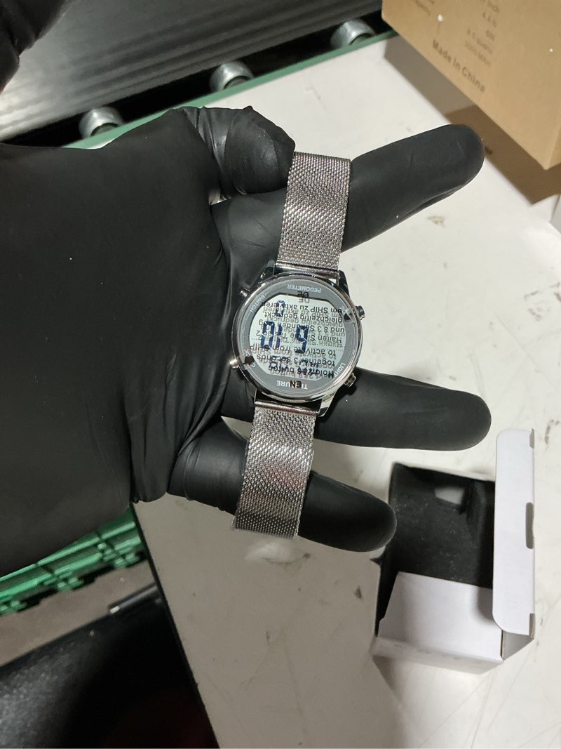 Condition photo showing New/Like New for Women's Step Counter Pedometer Watch with Stainless Steel Bracelet, Stylish Design, No App, No Charging Needed for Step, Calorie, Distance, Alarm, Countdown Timer?TU-2401 CRYSTAL Silver