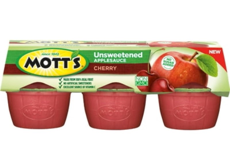 ((Best By/Dec/26/2025))Mott's Unsweetened Cherry Applesauce, 3.9 Oz Cups, 6 Count (Pack of 12)