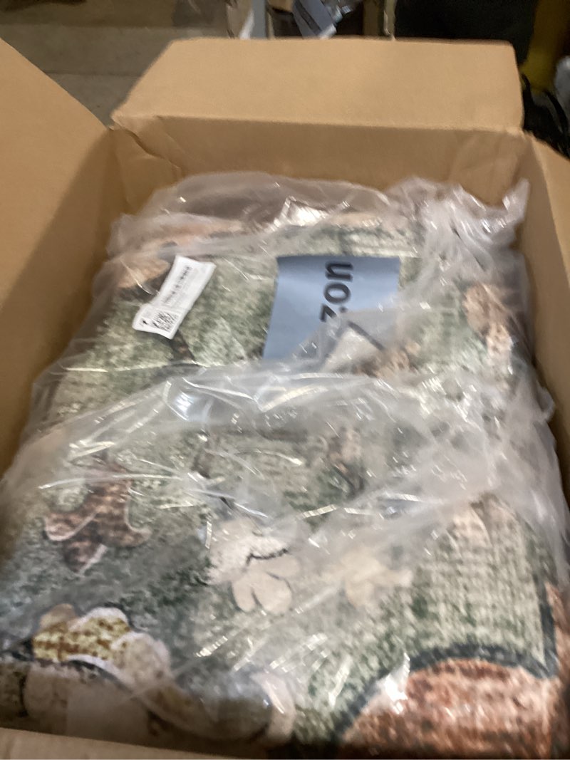 Condition photo showing As Is for releany area rugs 8'x10' washable non-slip, floral vintage distress print pattern medallion carpet for living room bedroom dining room, brick red rust neutral brown burnt orange green brick/brown/green 8' x 10' (rectangular)