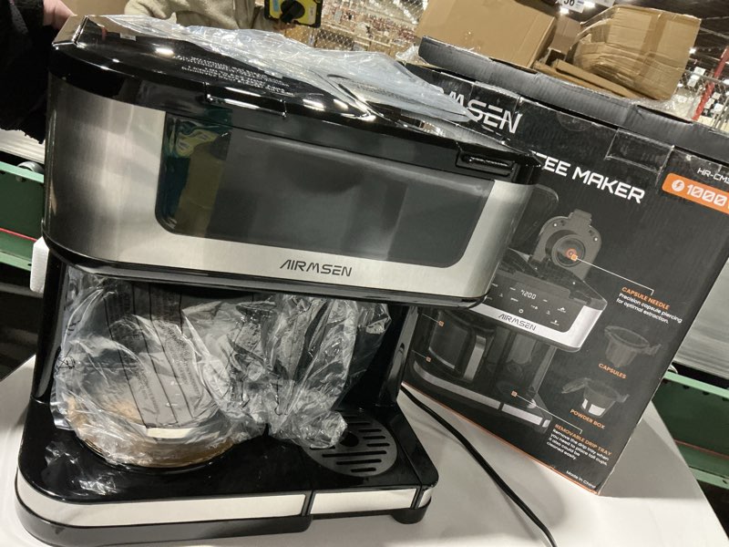 Condition photo showing Good Condition for AIRMSEN 12-Cup Programmable Dual Coffee Maker – Single Serve Machine for K-Cup Pods & Ground, 1000W Fast Brew, Delay Start, 2H Keep Warm, Touchscreen, 60oz Tank, Glass Carafe – Home & Office 12 Cup