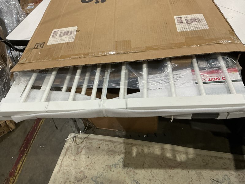 Condition photo showing Good Condition for used))) babelio 29-55 inch extra wide baby/dog gate, pressguard p7, metal auto close, pressure mounted pet door for doorways, no need tools and drilling, with wall cups, white white 30\"tall 29\"-55\" wide