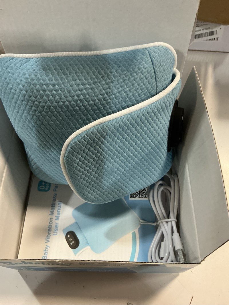 Condition photo showing New/Like New for baby vibrating sleep soother, baby sleep aid, newborn soothers for help sleeping, 3 adjustable vibration modes, 90 min timer, newborn vibrations mattress pad for home & travel, use for crib & stroller blue small