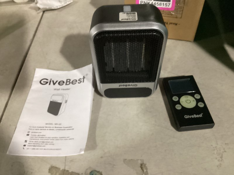 Condition photo showing Good Condition for Givebest cyber 800W Plug in Heater with Remote - Outlet Space Heater with Touch LED Display, Small Electric Wall Heaters for Indoor Use with Adjustable Thermostat and 12H Timer for Bathroom Office