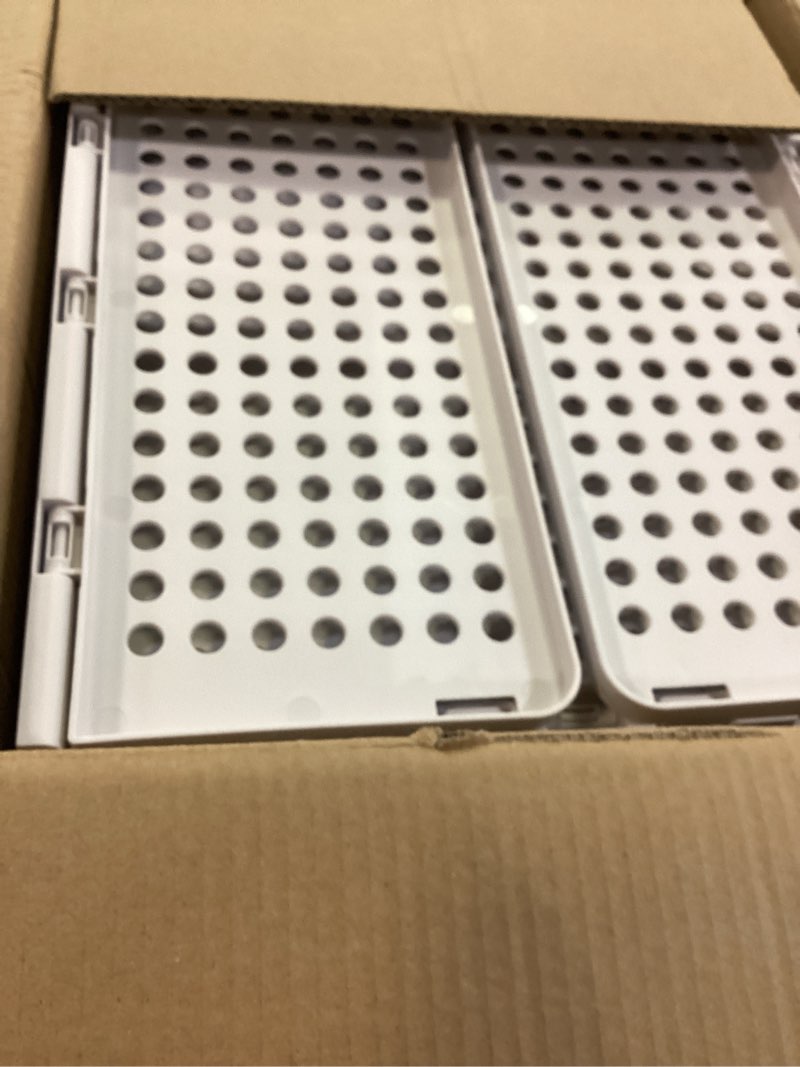 Condition photo showing Good Condition for SNSLXH 8 Pack Stackable Closet Storage Bins, Multifunctional & Foldable Closet Organizers and Storage for Bathroom Kitchen Laundry Room Drawer Shelf Storage, Space-Saving Wardrobe Organizer, White White 8 Pack