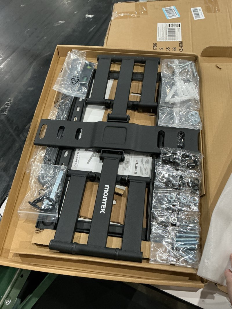 Condition photo showing Good Condition for montek 1.1" ultra slim tv wall mount for 37-75 inch tvs, 132lbs heavy duty, 4x weight tested, full motion articulating bracket, max vesa 400x400mm, fits 16/18" studs 37"-75" low profile