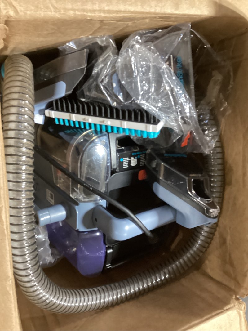 Condition photo showing As Is for Shark StainStriker Portable Carpet Upholstery & Area Rug Cleaner, Bonus XL Tool & Full-Size Cleaning Solution, Stain & Odor Remover, Perfect for Car Interiors, 4 Cleaning Tools, Nordic Blue, PX202BRN StainStriker + Chemical & Tool
