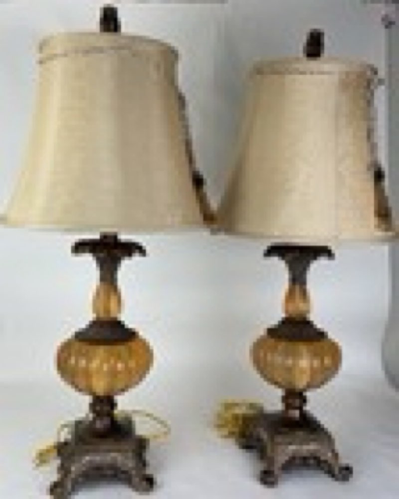 (Similar)Pair Of Brown Vintage Lamp; Vintage; With Orange Details