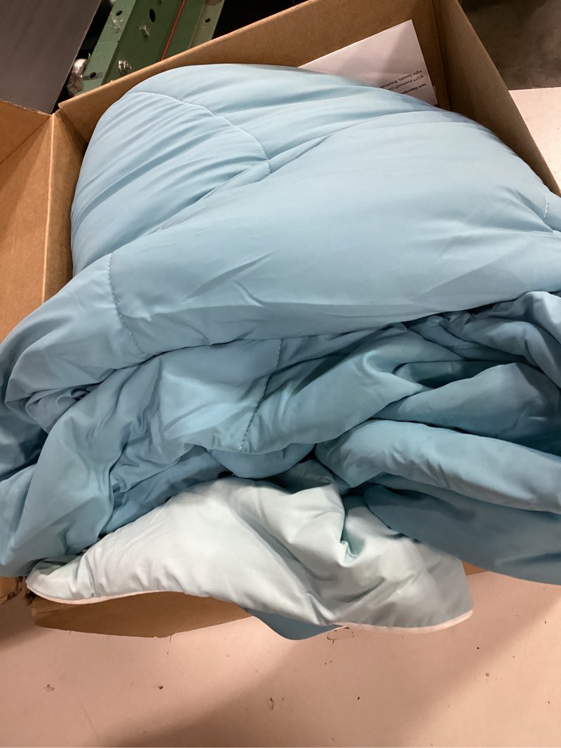 Condition photo showing Good Condition for rest® evercool® cooling comforter, king/cali king, blanket for hot sleepers, all season bedding to keep cool for night sweats, breathable lightweight duvet, 106x90 inches, aqua blue aqua blue king / cali king (106"x90")