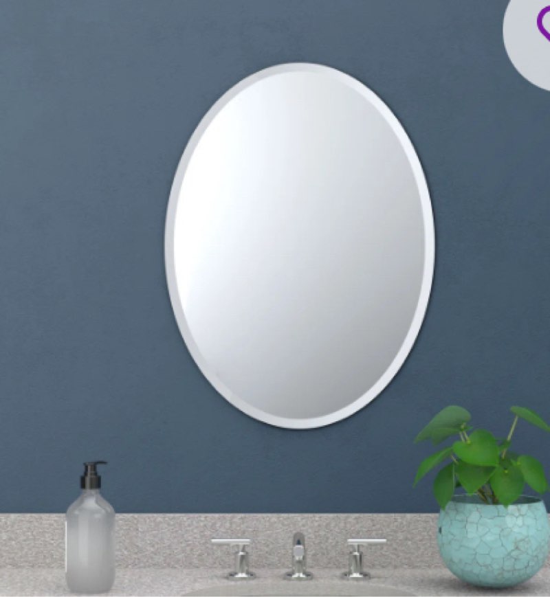 Modern Frameless Beveled Oval Wall Bathroom / Vanity Mirror