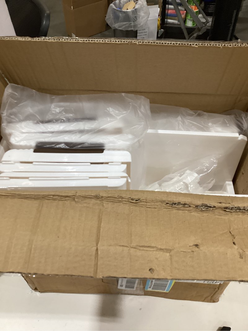 Condition photo showing As Is for 3 Drawers Slim Bathroom Storage Cabinet Dresser, Narrow Plastic Rolling Cart Organizer with Drawers, for Small Spaces, Kitchen, Laundry, Office, Bedroom, White White 7.5\"x16.5\"xx22.2\"(3-Drawer)