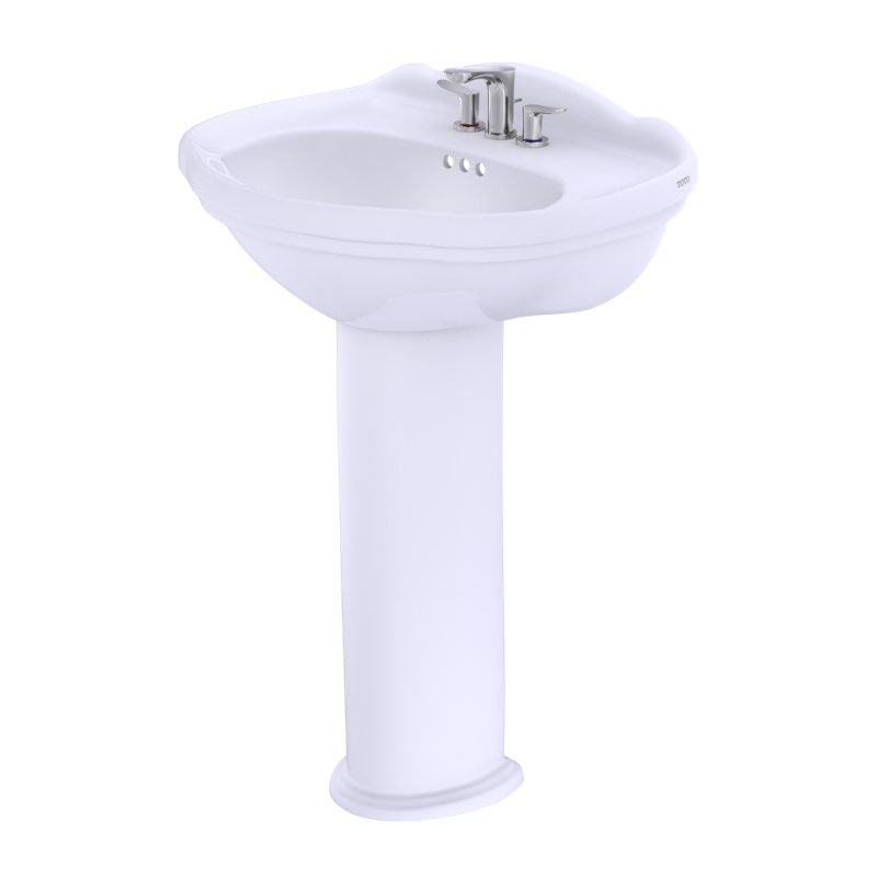 TOTO Whitney Oval Pedestal Bathroom Sink for 4 Inch Center Faucets, Cotton White, Vitreous China, LPT754