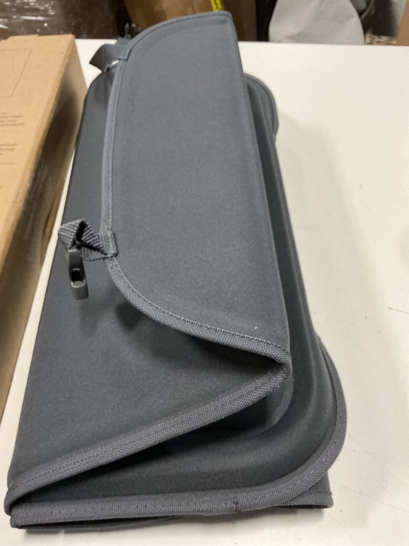Condition photo showing Good Condition for munchkin child car seat protector, elite seat guardian with grime guard fabric, dark grey