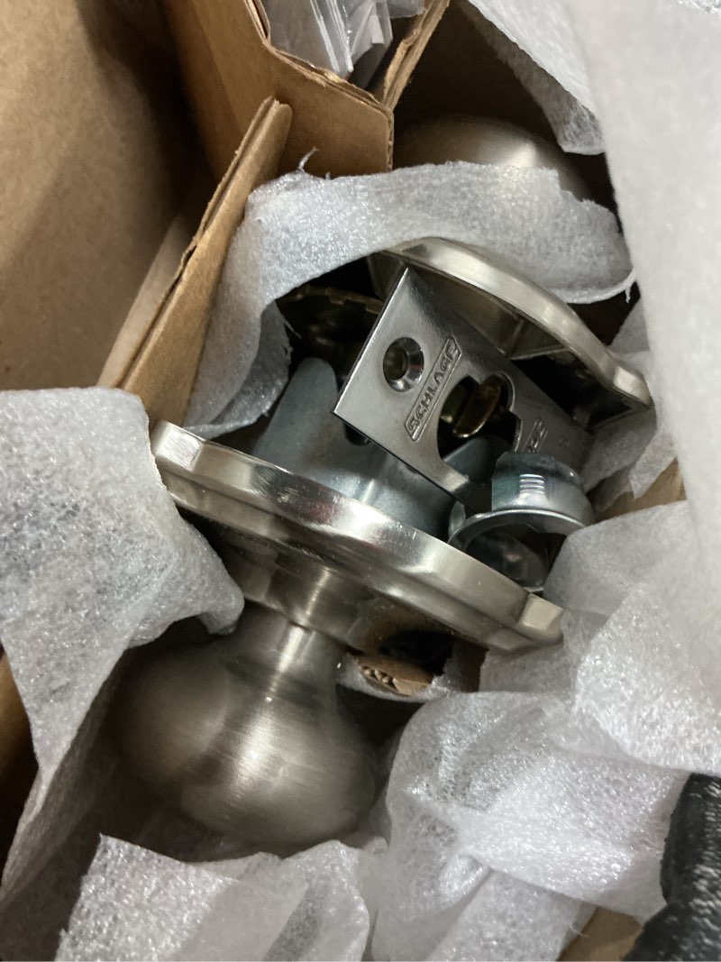Condition photo showing Good Condition for schlage f10 ply 619 cam camelot collection plymouth passage knob, satin nickel satin nickel passage camelot