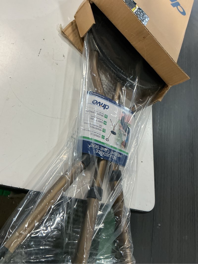 Condition photo showing Good Condition for drive medical rtl10365-adj adjustable lightweight folding cane with seat, black new model