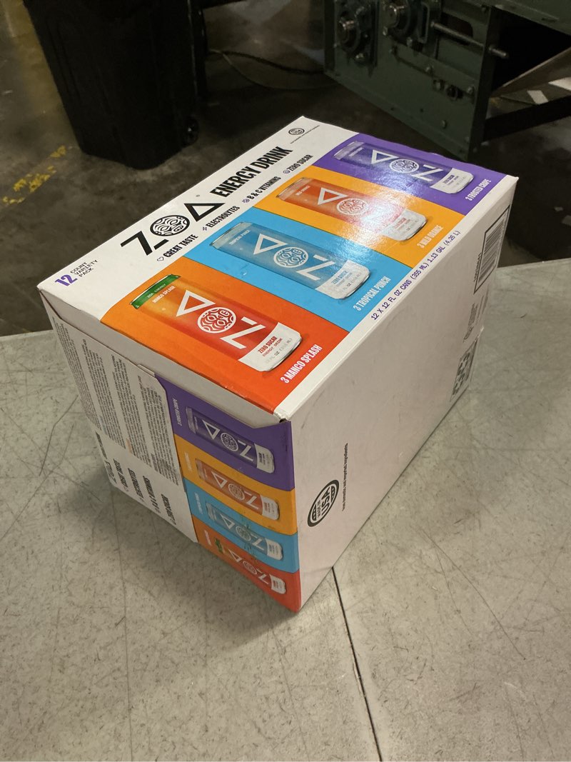 Condition photo showing New/Like New for zoa zero sugar energy drinks, variety pack - sugar free with electrolytes, healthy vitamin c, amino acids, essential b-vitamins, and caffeine from green tea (ms, tp, fg, wo)- 12 fl oz (12-pack)