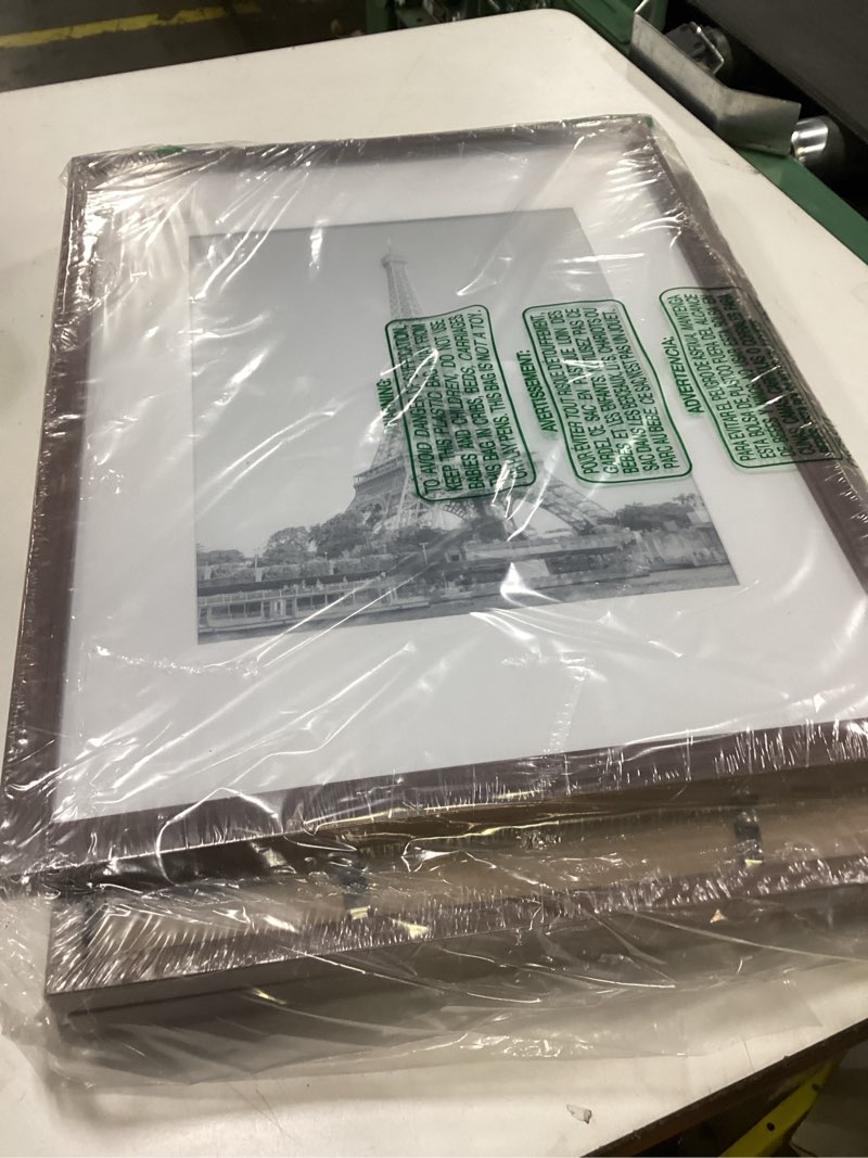 Condition photo showing Good Condition for upsimples 12x16 Picture Frame Set of 5, Display Pictures 8.5x11 with Mat or 12 x 16 Without, Wall Gallery Poster Frames, Brown Brown 12x16