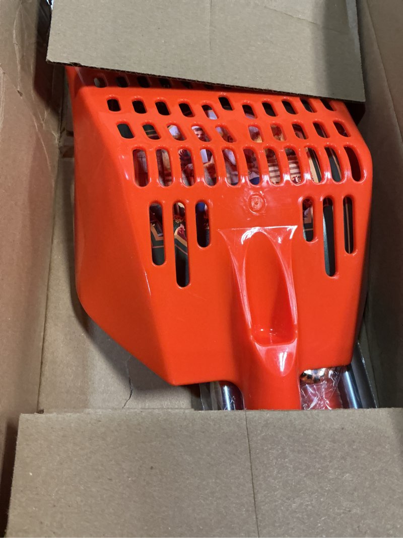 Condition photo showing New/Like New for Chicken Poop Scooper with Rake - Lightweight Chicken Poop Shovel for Small Farm Animals - Sand Sifting Shovel with Adjustable Long Handle (38-67'') - Easy to Use for Women & Seniors (Orange)