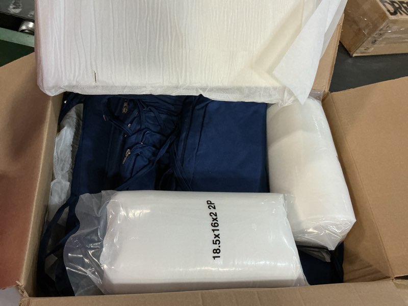 Condition photo showing Good Condition for Outdoor Chair Cushions Set of 6: Waterproof & Fade Resistant Seat Cushion for Patio Furniture - 18.5 x 16 x 2 Inch Chair Pads with Ties and Hidden Zipper - Patio Chair Cushion Replacement, Navy 18.5x16x2 Inch | 6 Pack Navy Blue