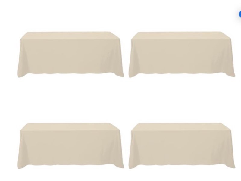 brillmax 4 pack beige tablecloths for 8 foot rectangle tables 90 x 156 inch - 8ft rectangular bulk linen polyester fabric washable cloth cover for wedding reception banquet birthday party