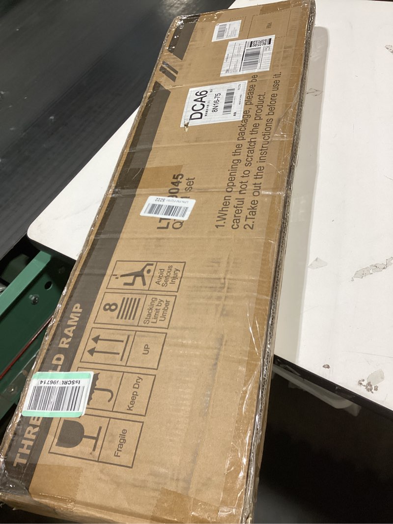 Condition photo showing As Is for liekumm 1-3/4" rise rubber threshold ramp for doorways & home steps, 2500 lbs heavy duty wheelchair door ramp, non-slip indoor outdoor transition, 35.5" wide, cuttable 1.8"h x 10"w x 35.5"l