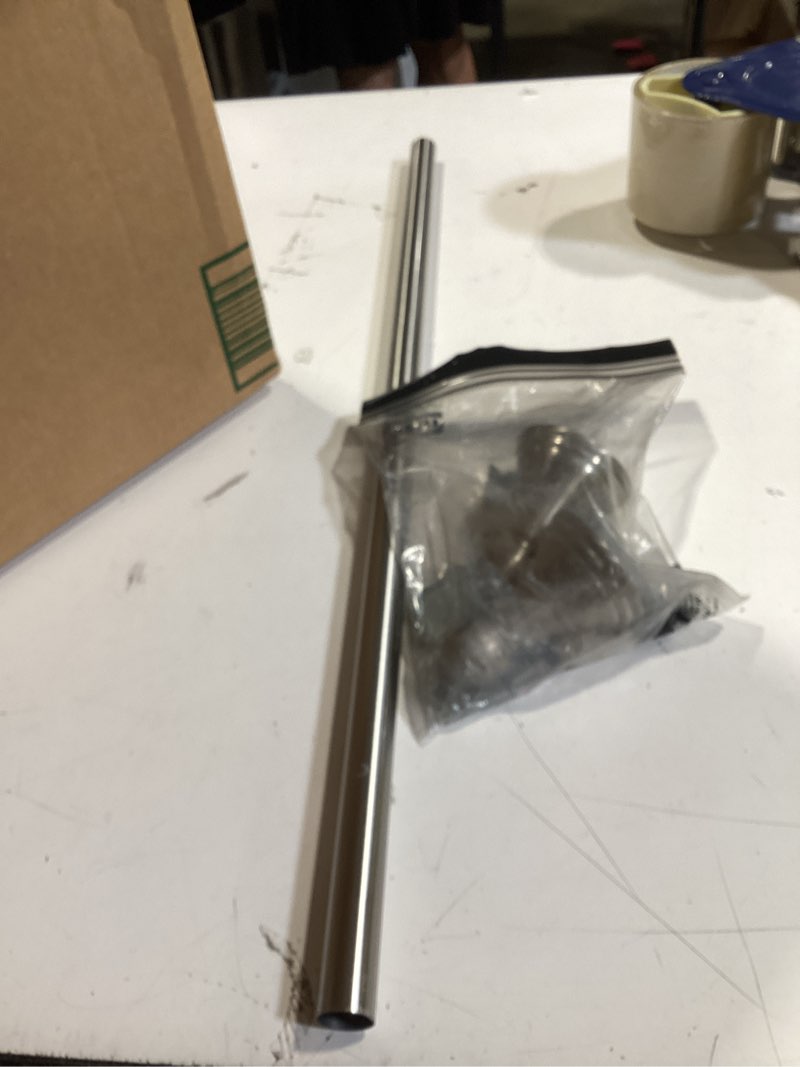 Condition photo showing As Is for moen preston brushed nickel 24-inch single wall mounted bathroom towel bar, dn8424bn brushed nickel 24 inch 24" towel bar
