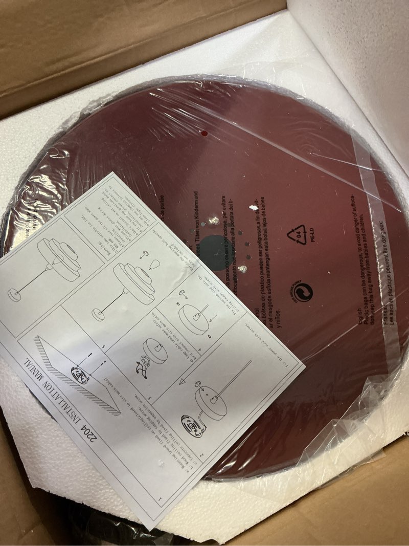 Condition photo showing Good Condition for Qepeety Mid Century Ceiling Light Vintage Large Ceiling Hanging Light with 3-Layer Red Metal Shade, Industrial Pendant Lights for Bedrooms Living Room Hallway Red, Large