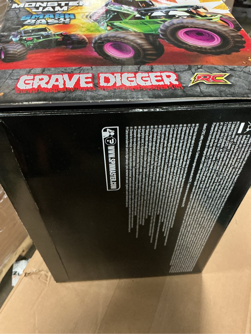 Condition photo showing As Is for monster jam, official smash & bash grave digger remote control indoor & outdoor vehicle, 1:15 scale repairable monster truck, kids toys for boy and girls ages 4 and up smash & bash grave digger 1:15 rc