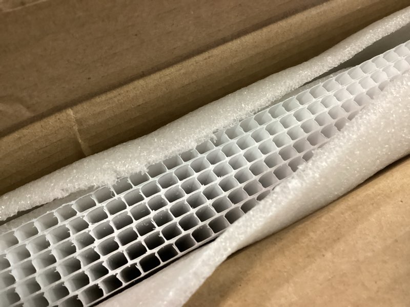 Condition photo showing New/Like New for 6 Pack 23.75" x 47.75" Drop Ceiling Light Panel Diffuser Covers Fluorescent Lighting Panel Flat Sheet Polycarbonate Double-Wall Replacement Light Lens Cover with H Support 23.75" x 47.75" Milky White 6