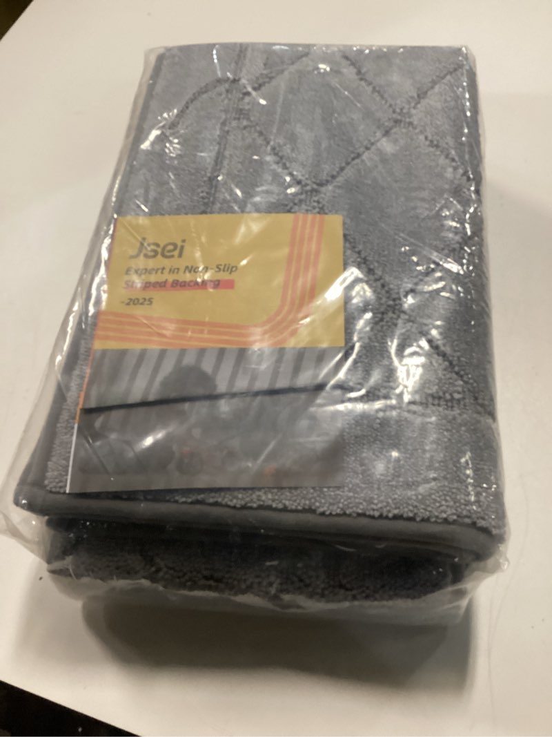 Condition photo showing New/Like New for JSEI Non-Slip Kitchen Rugs, Self Adhesive No Sliding Kitchen Mats Set of 2, Soft Washable Absorbent Floor Mat for Kitchen, Bathroom, Laundry Room, Bedroom, 20”x32”+32”x48”, Light Grey, Diamond Pattern 20''x32''+20''x48''(Diamond Pattern) Light Grey