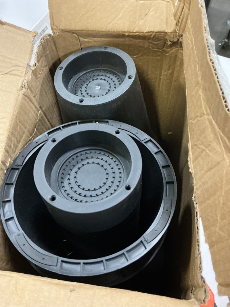 Condition photo showing Good Condition for shouwuhho bed risers 12 inch heavy duty, round furniture risers lifts 6" 8" 10" 12" for bed desk table sofa couch, adjustable bed frame risers supports up to 6,000 lbs, black, 4 pack 4 raise: 12"