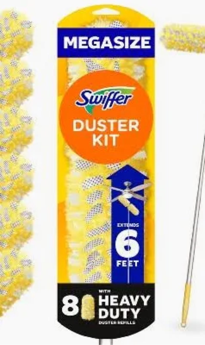 Swiffer Duster Kit with 6 ft Super Extendable Handle, Heavy Duty Starter Kit with 8 Refills