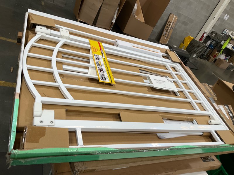 Condition photo showing New/Like New for ingenuity decorative extra tall baby gate & dog gate, 28.5"-48" wide, 36" tall, hardware or pressure mounted, install on top or bottom of stairs, banister, or doorway - white