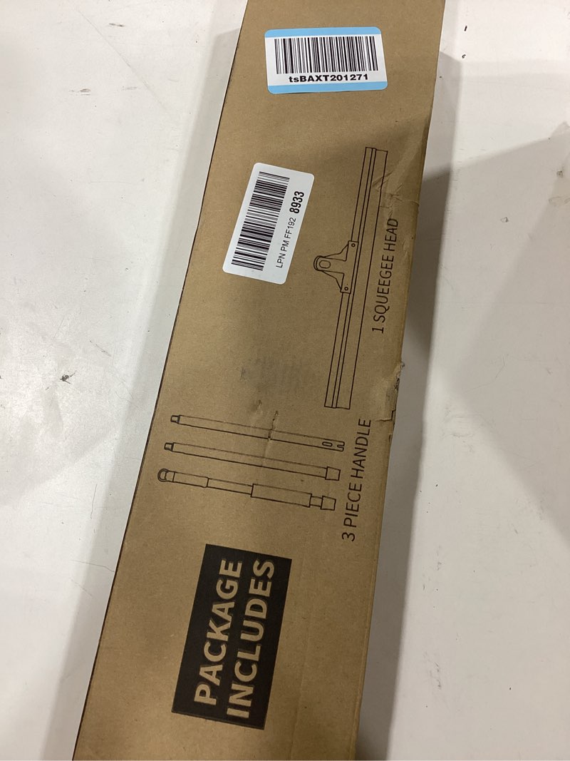 Condition photo showing As Is for Floor Squeegee for Concrete and Tile Cleaning, 24'' Rubber Wiper Broom, Large Heavy Duty Water Scraper with 60'' Long Handle for Garage, Deck, Bathroom, Shower Glass, Window Blue 24''