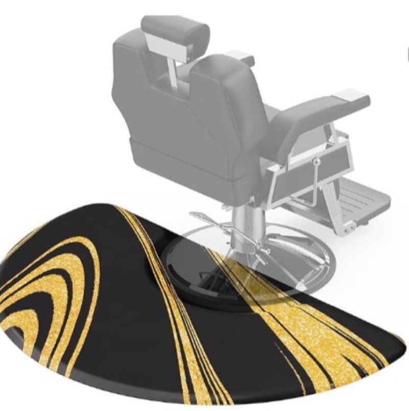 OmySalon 3’x 5’x5/8'' Thick Salon Mats for Hair Stylist Anti Fatigue, Barber Floor Mat with Round Ba