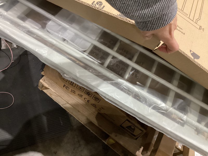 Condition photo showing Good Condition for extra wide baby gate 57.5-62.2 pressure mounted,child dog pet safety gates with walk through door for doorways stairs no drilling in door,white 57.5-62.2inch