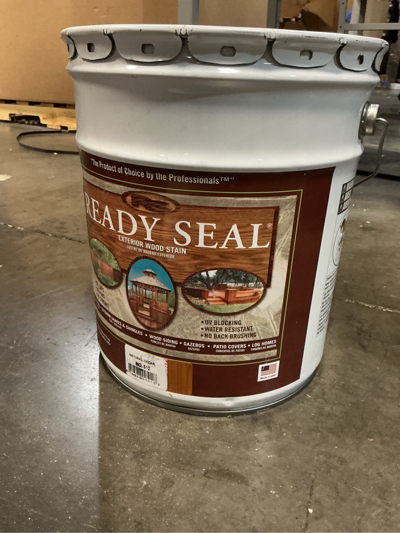 Condition photo showing New/Like New for ready seal exterior wood stain | semi-transparent oil-based formula | professional grade stain and sealer in one | ideal for decks, fences, pergolas, wood siding & more | 5 gallon | natural cedar 5 gallon natural cedar
