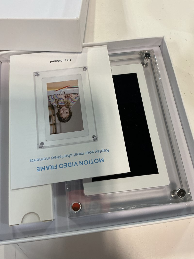 Condition photo showing Good Condition for 5 inch acrylic video picture frame with 4gb memory, digital motion video loop player with sound, rechargeable desktop display for home decor,desk setup,pet memorial, no wifi needed