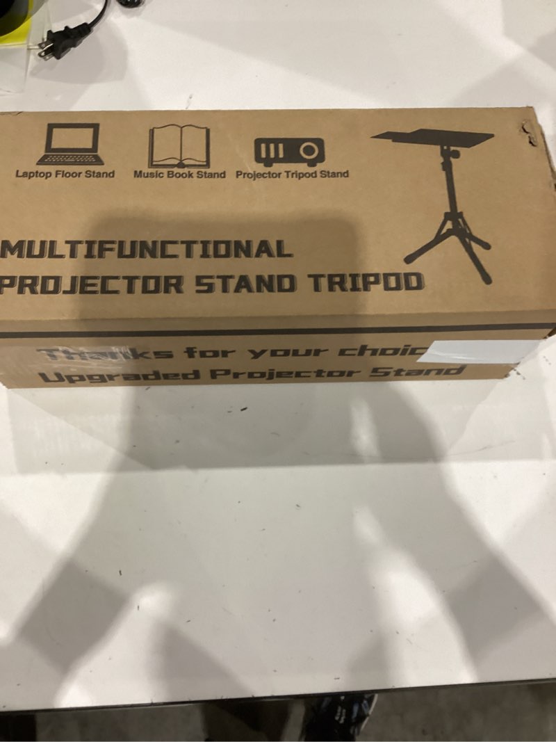 Condition photo showing As Is for Projector Stand Laptop Tripod - Portable Tripod Adjustable Height 20 to 60 Inch, Projector Stand with Gooseneck Phone Holder ? Mouse Tray, Laptop Floor Stand for Podium, Studio, DJ Racks Black 20-60 Inches