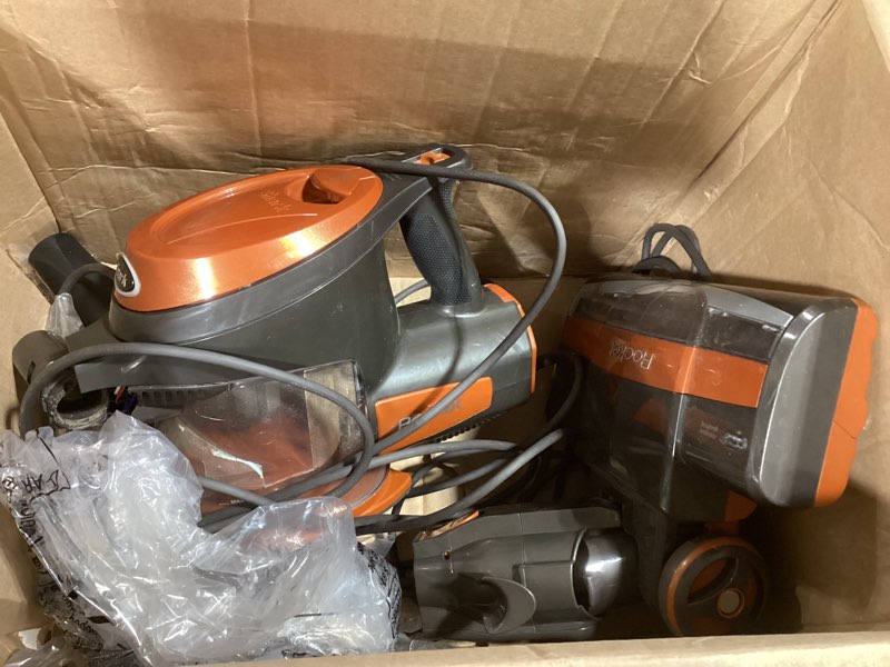 Condition photo showing As Is for shark rocket ultra-light corded bagless vacuum for carpet and hard floor cleaning with swivel steering (hv301), gray/orange