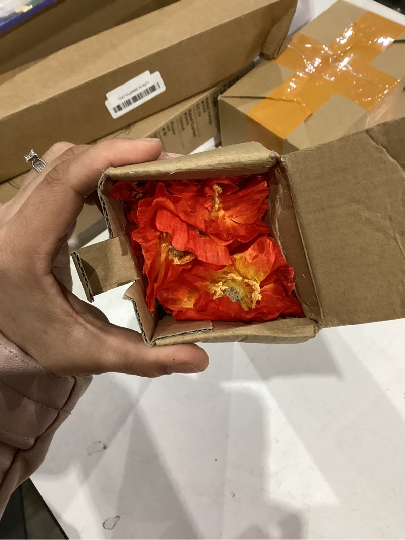 Condition photo showing New/Like New for artificial flowers 5pcs poppies flowers artificial silk flowers for home office wedding outdoor decor (dark orange)