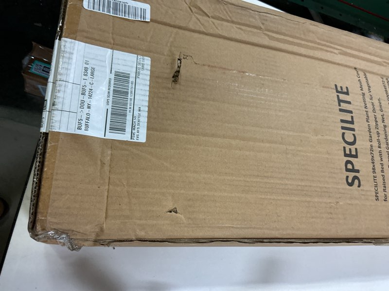 Condition photo showing New/Like New for SPECILITE 49x49x39in Garden Plant Netting Mesh Cover for Raised Bed with Roll-up Zipper Door for Vegetables Fruits, Large Tunnel Gardening Net, Green Green 49"*49"*39"