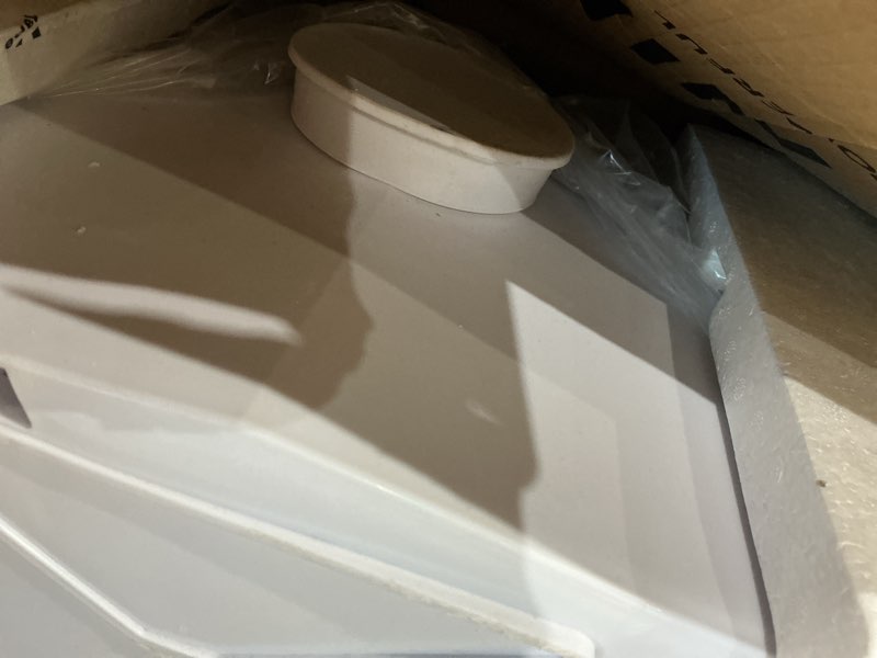Condition photo showing As Is for 1500w upflush macerator toilet pump with heavy-duty grinding blade, 2800gph sewage pump system, 32.8ft lift, 4 water inlets & dual outlets for basement bathroom, sink, shower, laundry