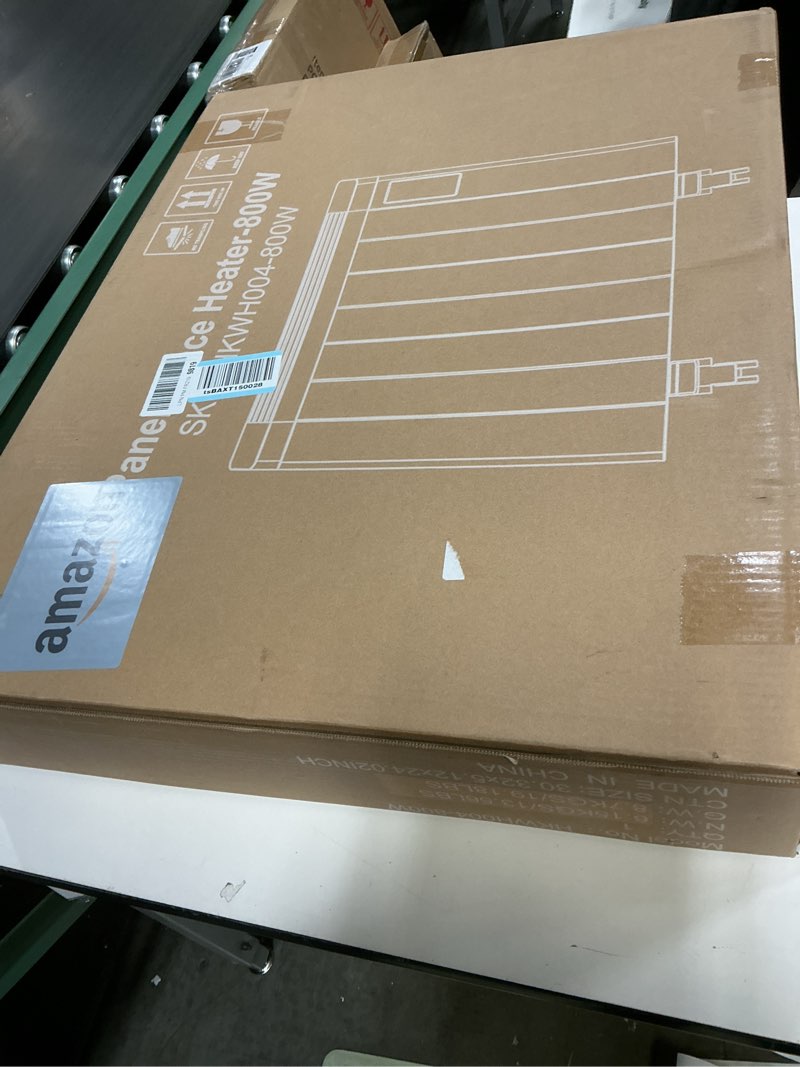 Condition photo showing item condition for 800W Plug-in Convection Electric Panel Wall Heaters for Indoor Use, Quiet Fan-Less Design, Freestanding/Wall Mount Space Heater with Adjustable Thermostat, 24H Timer, Digital Display(White)