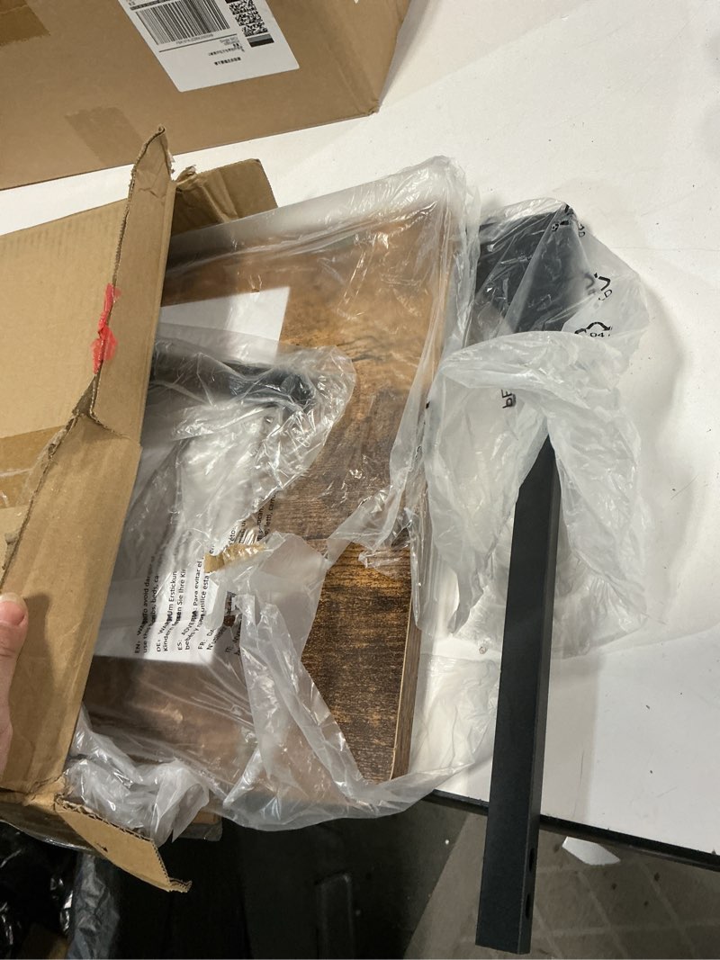 Condition photo showing As Is for QEEIG C Table Side Table Set of 2 Living Room Sets C Shaped Couch Tray End Tables Farmhouse, Rustic Brown (017-30BN) 11.8"W x 15.7"D x 25.6"H (2P) Brown