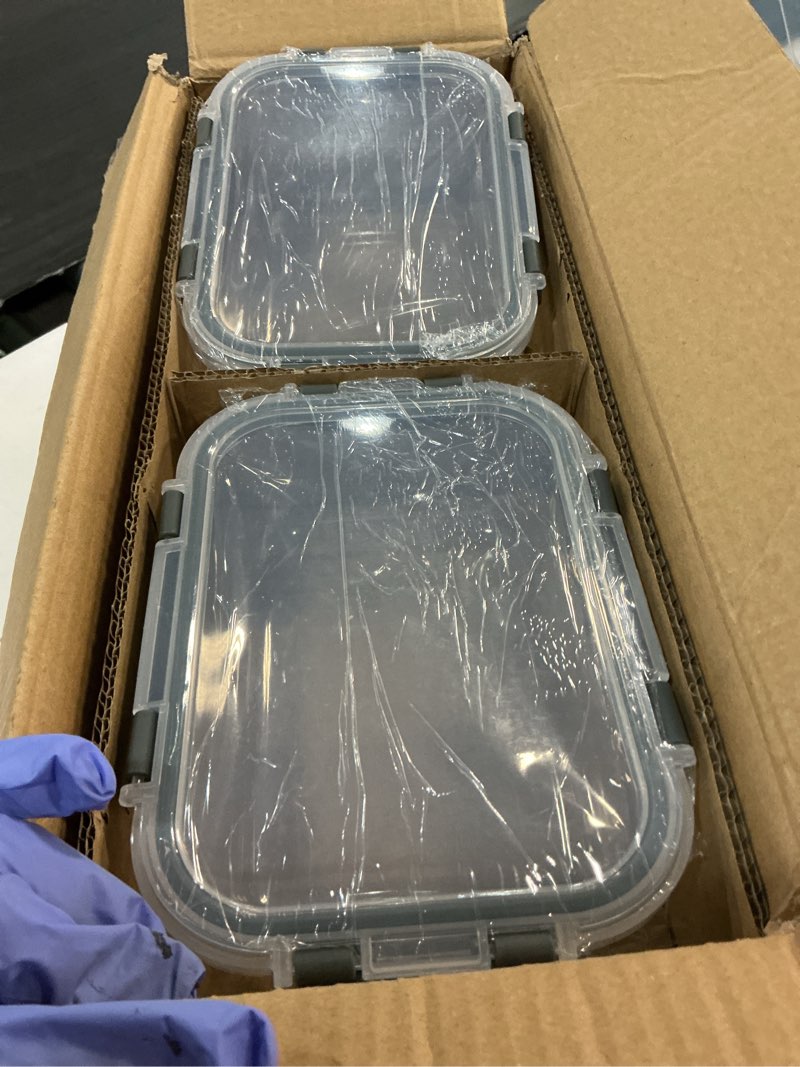 Condition photo showing New/Like New for [8-pack,30 oz]glass meal prep containers,glass food storage containers,airtight lunch containers with lids, microwave, oven, freezer and dishwasher gray